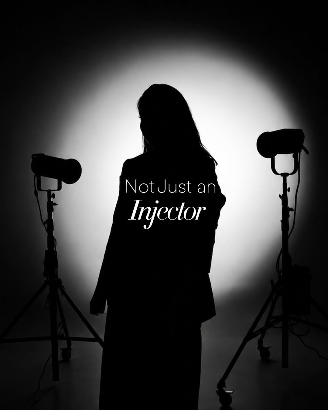 Silhouette portrait of a SÓL injector in a studio shoot